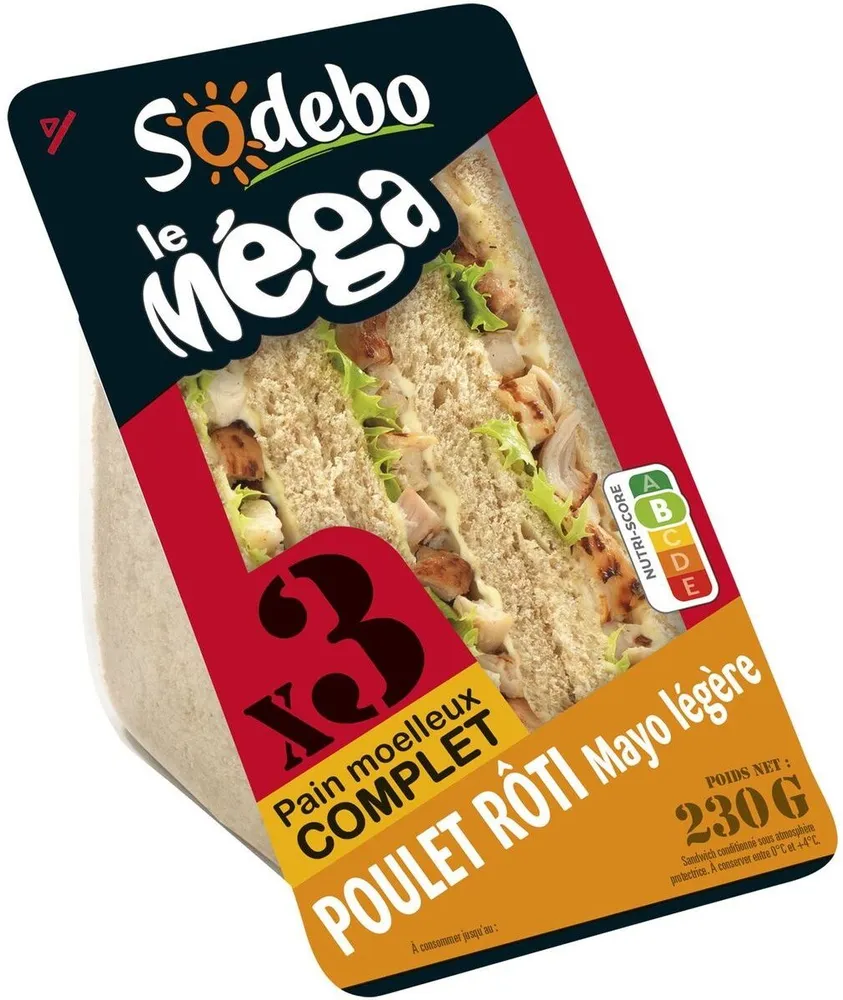 Sandwich le méga poulet rôti mayo légère x3
