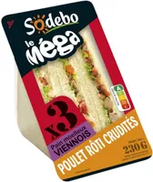 Sandwich le méga poulet rôti crudités x3 / pain viennois
