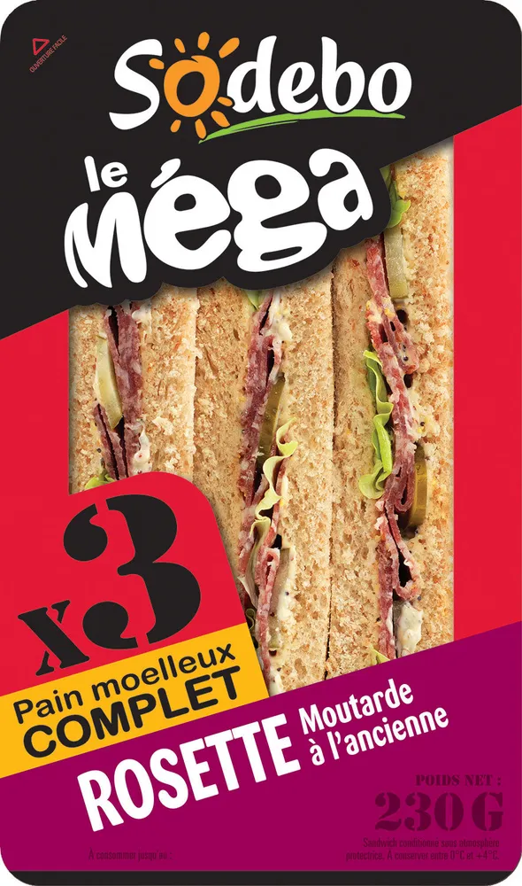 Sandwich Le Méga - Club - Rosette Moutarde à l'ancienne x3 / pain complet