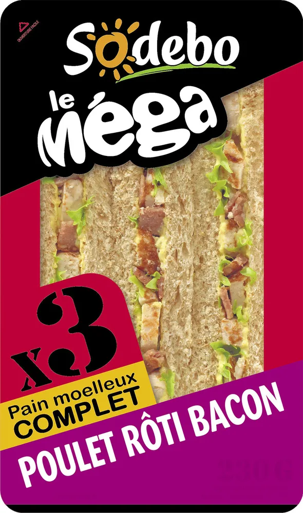 Sandwich Le Méga - Club - Poulet rôti Bacon x3 / pain complet
