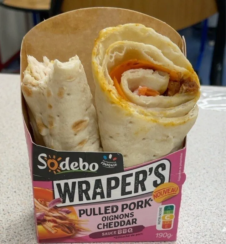 Wrappers pulled pork oignons cheddar