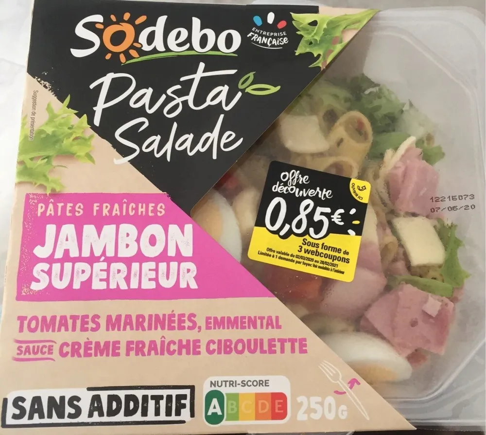 Pasta salade Sodebo jambon supérieur