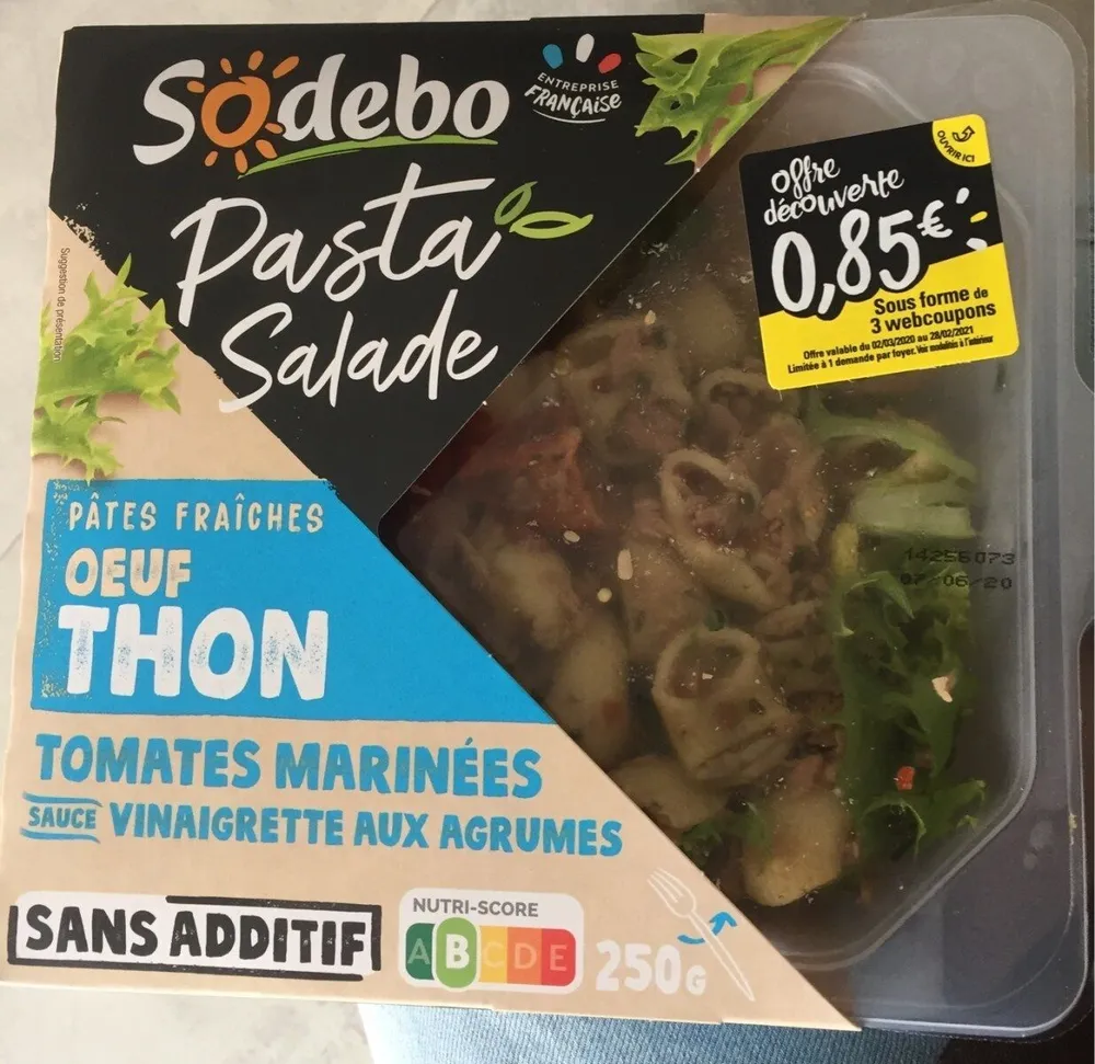 Pasta salade sodebo oeuf thon
