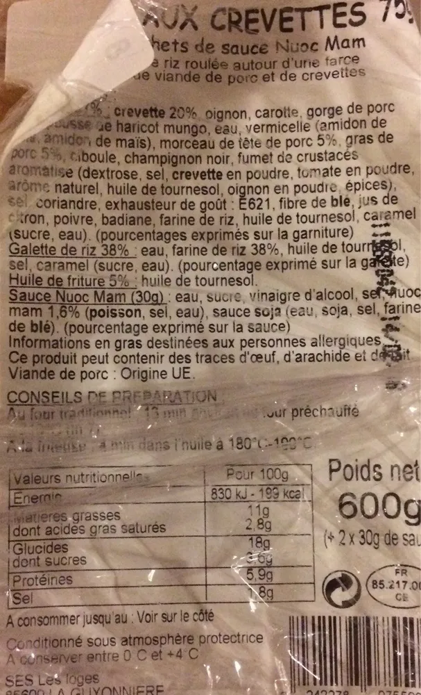 Nem Crevette 75 g + Sauce Nuoc Mam