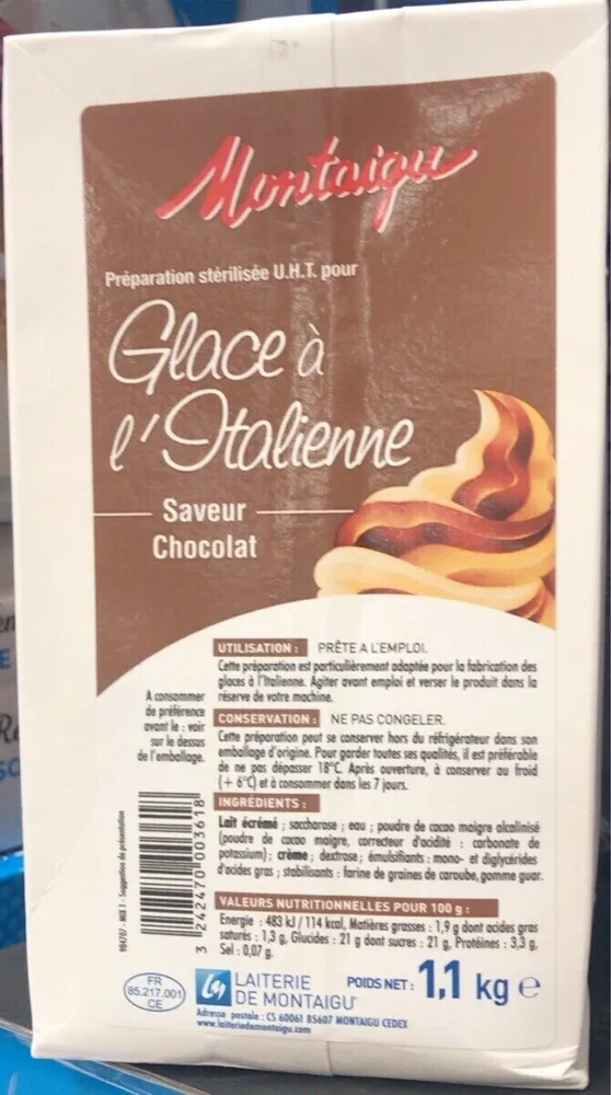 Glace à l'italienne Saveur chocolat