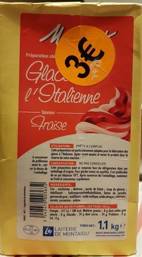 Mix à Glace à l'italienne Fraise UHT