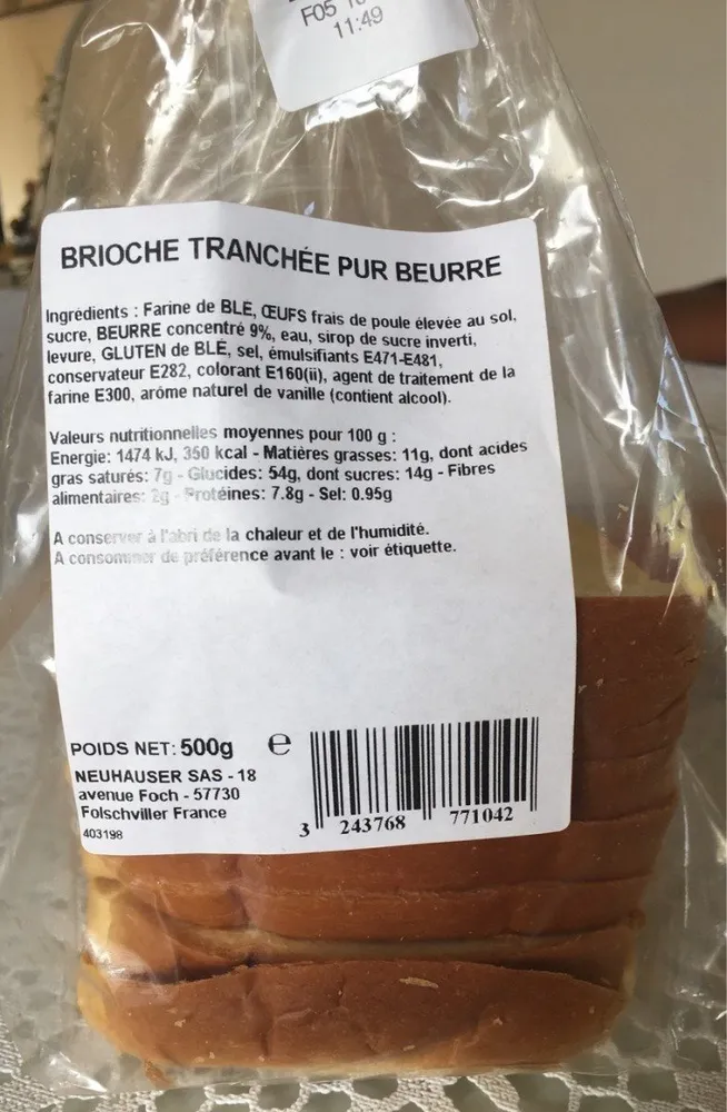 Brioche Tranchée Pur Beurre