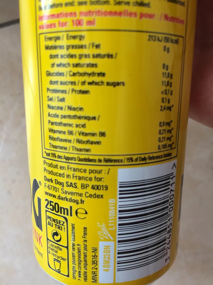 Dark Dog Energy Drink - Nouvelle Recette A La Taurine