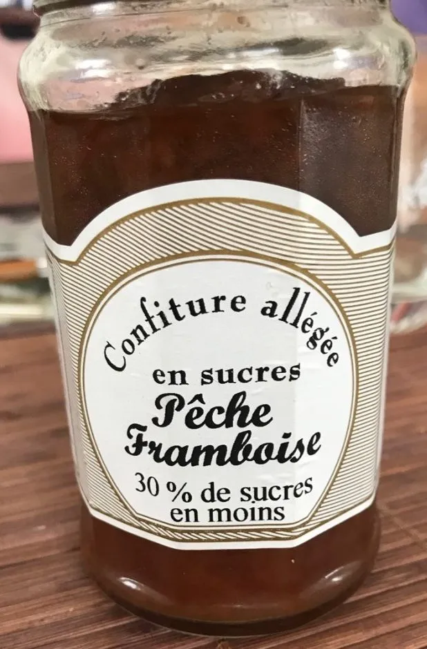 Confiture allegee pêche framboise
