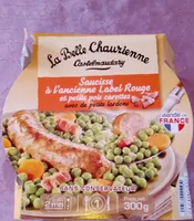 Saucisse à l'ancienne et petits pois carottes avec de petits lardons