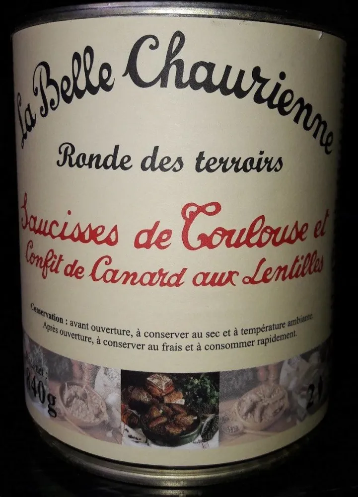 Saucisse de toulouse et confit de canard aux lentilles