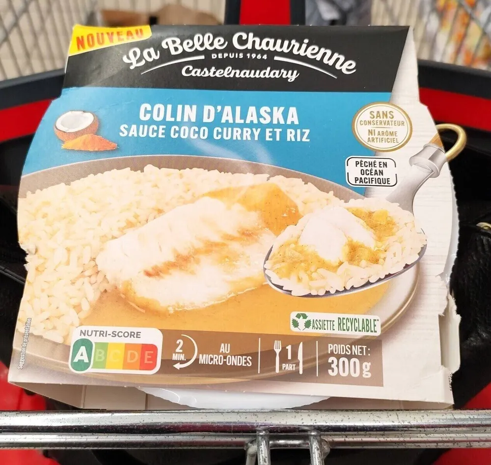 Colin d'Alaska sauce coco curry et riz