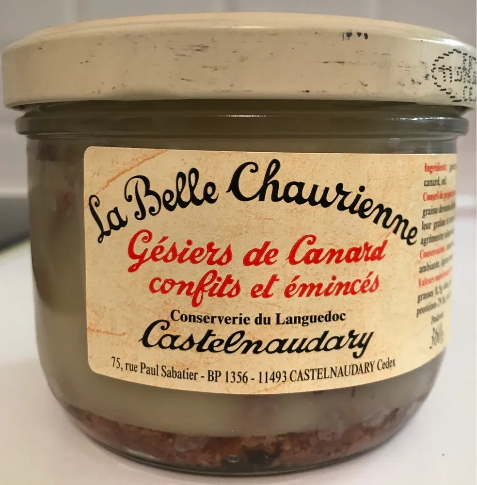 Gésiers de canard confits et émincés