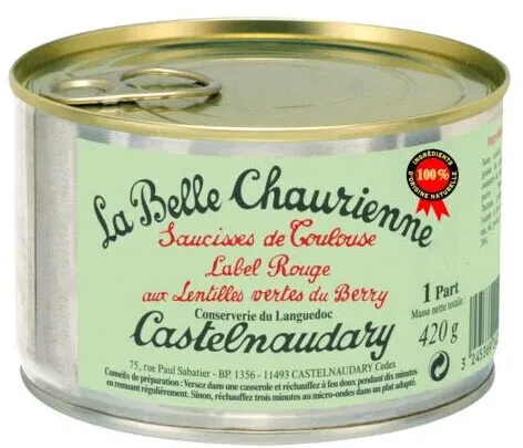 Saucisses de Toulouse aux lentilles vertes