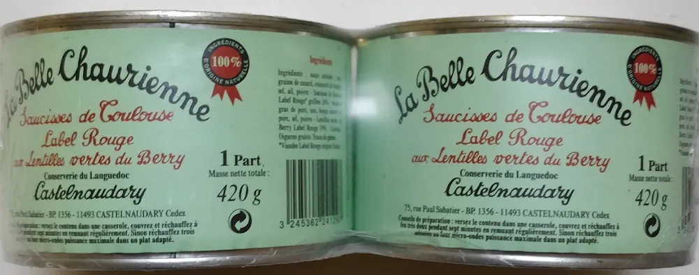 Saucisses de toulouse aux lentilles vertes