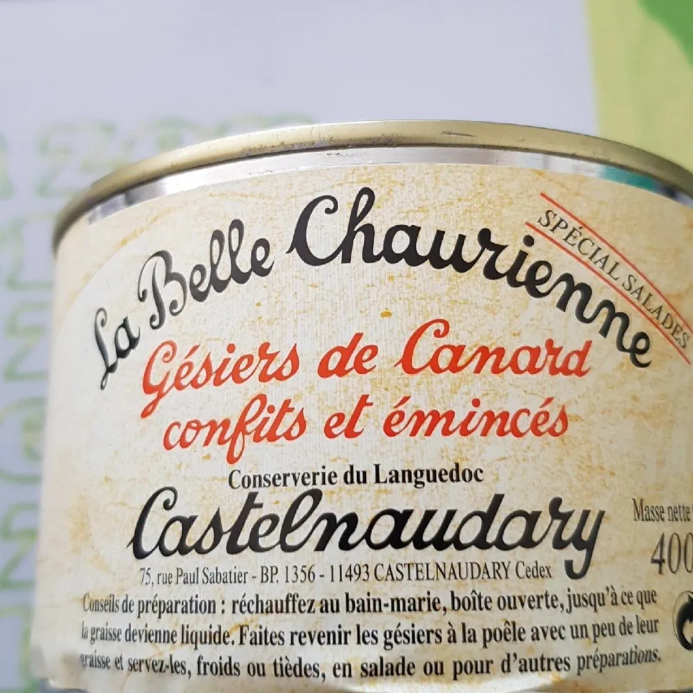 Gésiers de canard confits et émincés