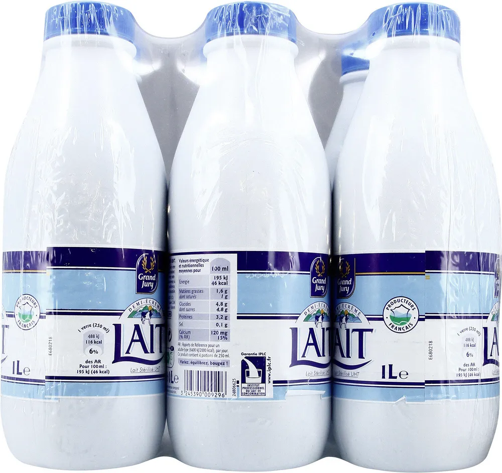 Lait demi-écrémé stérilisé UHT