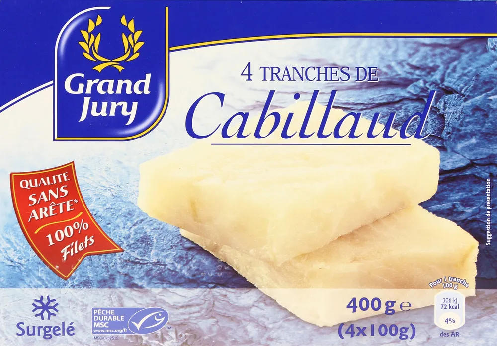 4 TRANCHES DE Cabillaud