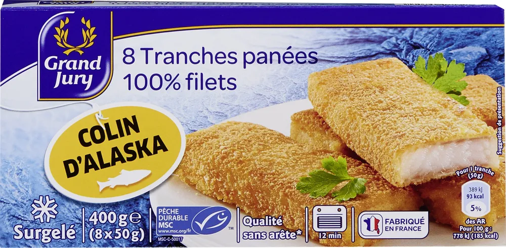 8X50G Tranche Panee De Colin Sans Arete Grand Jury