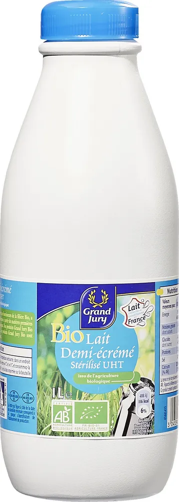 Lait demi-écrémé bio
