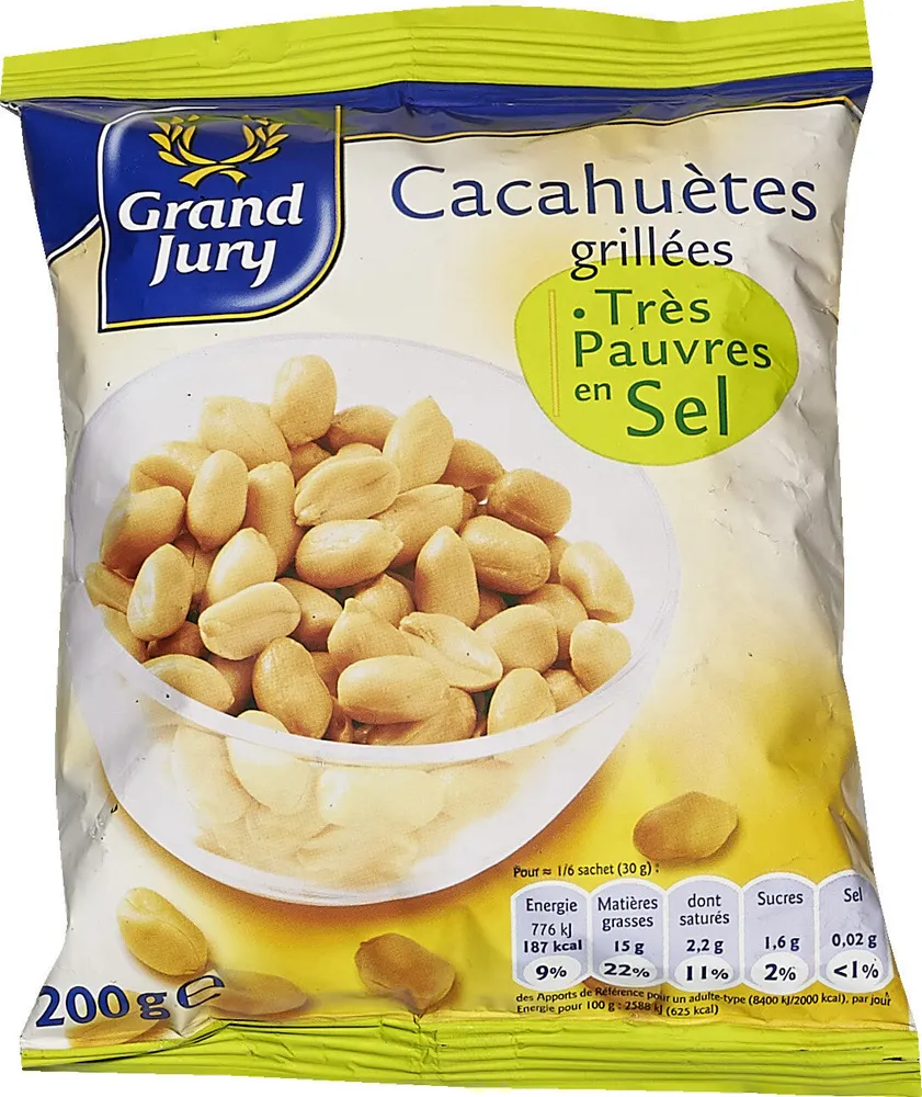 Cacahuètes grillées très pauvres en sel