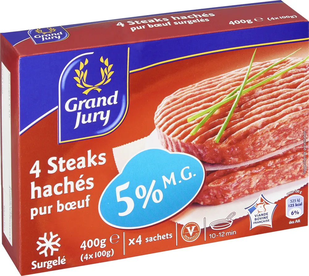 4 Steak Hachés Pur Bœuf 5% MG