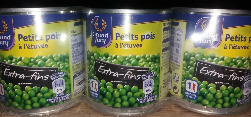 Lot 3 Btes 1 / 4 Petits Pois Extra Fins Etuve Grand Jury