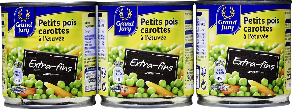 Lot 3X1 / 4 Petits Pois Extra Fins Carottes Grand Jury