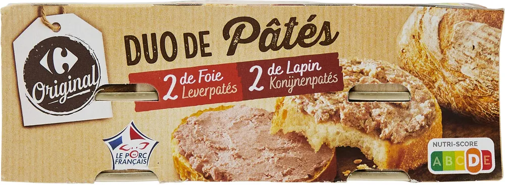 Duo de pâtés 2 de foie / 2 de lapin