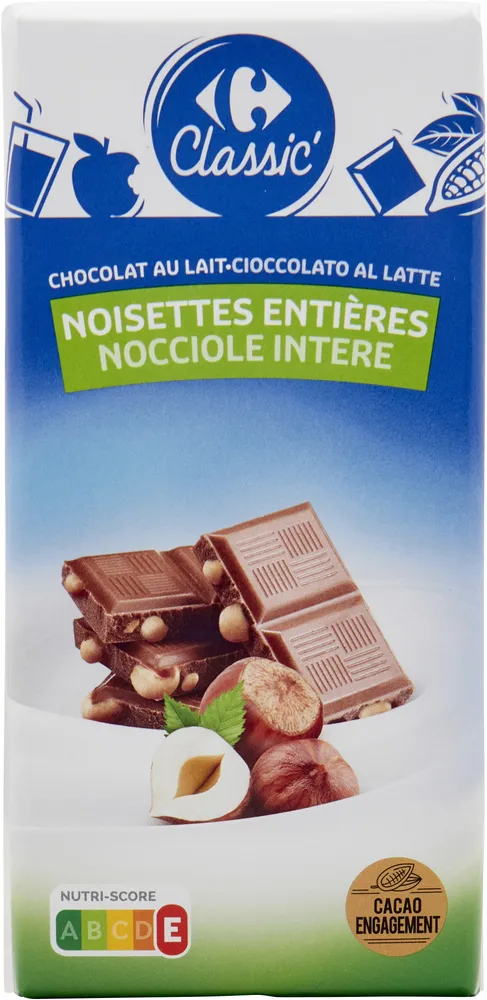 Chocolat Au Lait Noisettes entières
