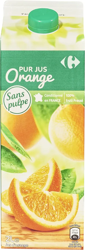100% pur jus orange sans pulpe