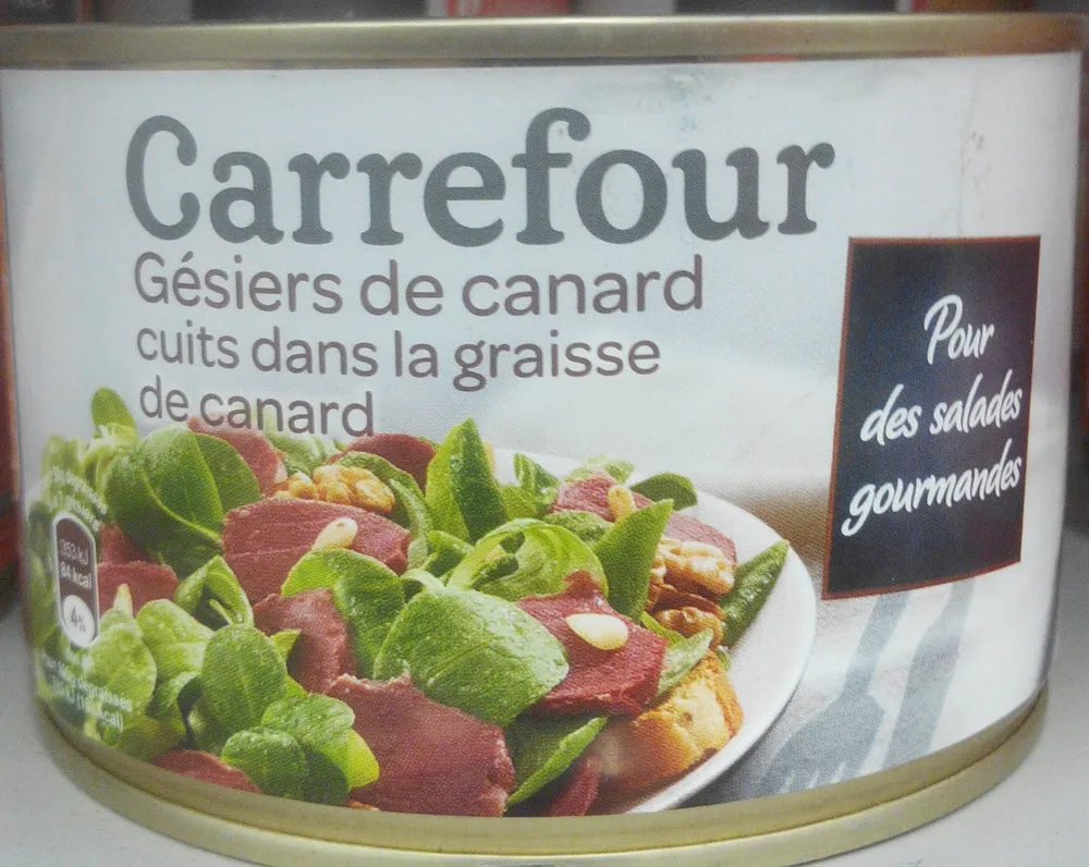 Gésiers de canard cuits dans la graisse de canard