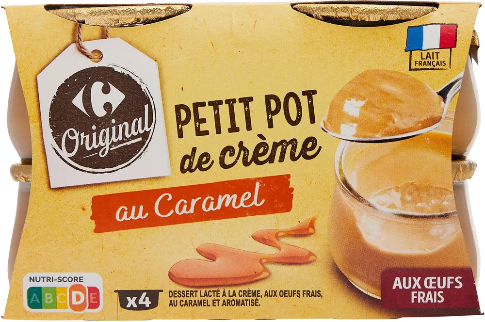 Petit pot de crème au caramel aux oeufs frais