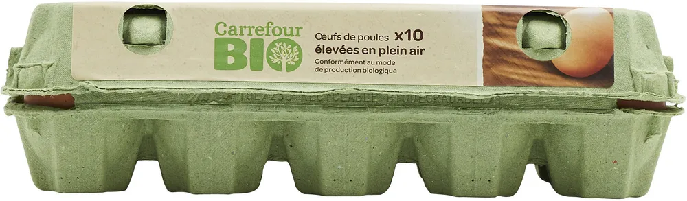 Oeufs de poules élevées en plein air* *Conformément au mode de production biologique Catégorie A