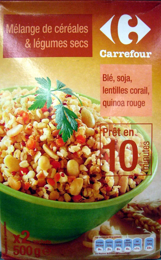 Mélange de céréales & légumes secs (Blé, soja, lentilles corail, quinoa rouge)