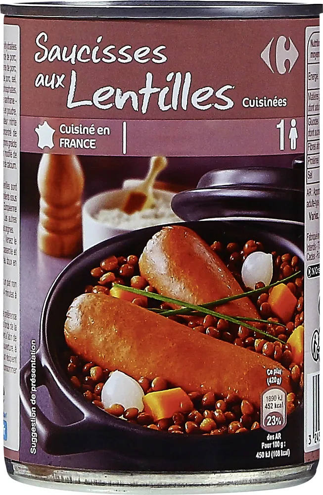 Saucisses aux Lentilles Cuisinées