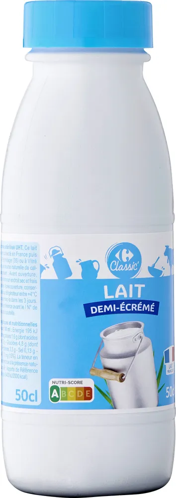 Lait demi-écrémé stérilisé U.H.T