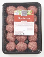 Boulettes au boeuf natures preparation de viande bovine hachee (72%) avec proteine vegetale. a consommer cuit a coeur