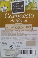 Carpaccio de bœuf, marinade à l'huile d'olive & citron