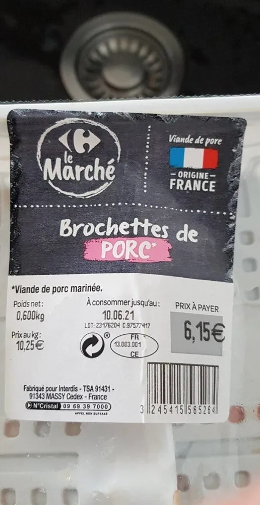 Viande de porc marinée