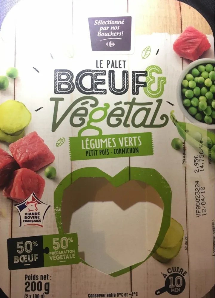 Le palet boeuf et végétal légumes verts