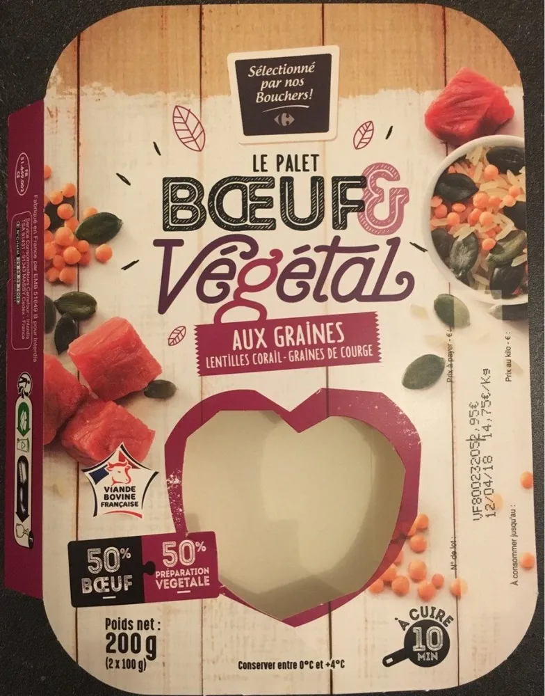 Le palet boeuf et végétal aux graines