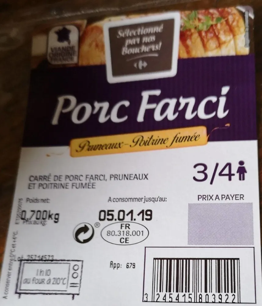 Carré de porc farci