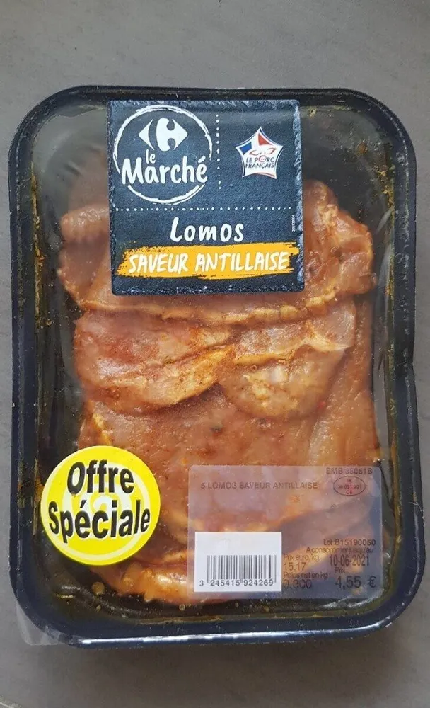 Tranches de carré de porc marinées saveur antillaise
