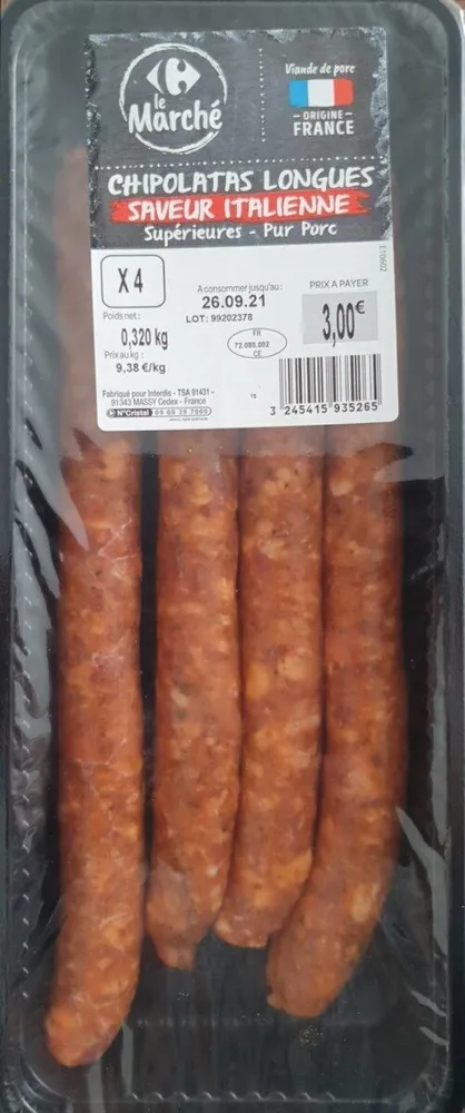 Chipolatas longues saveur italienne