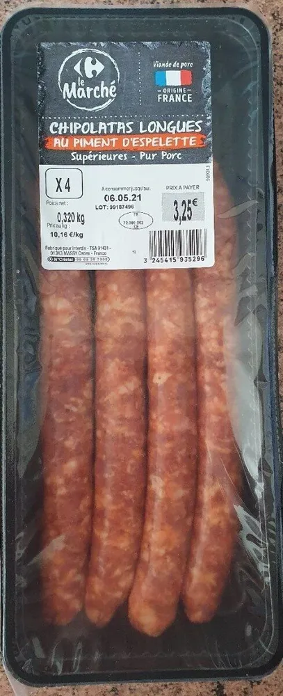 Chipolatas longues au piment d'espelette