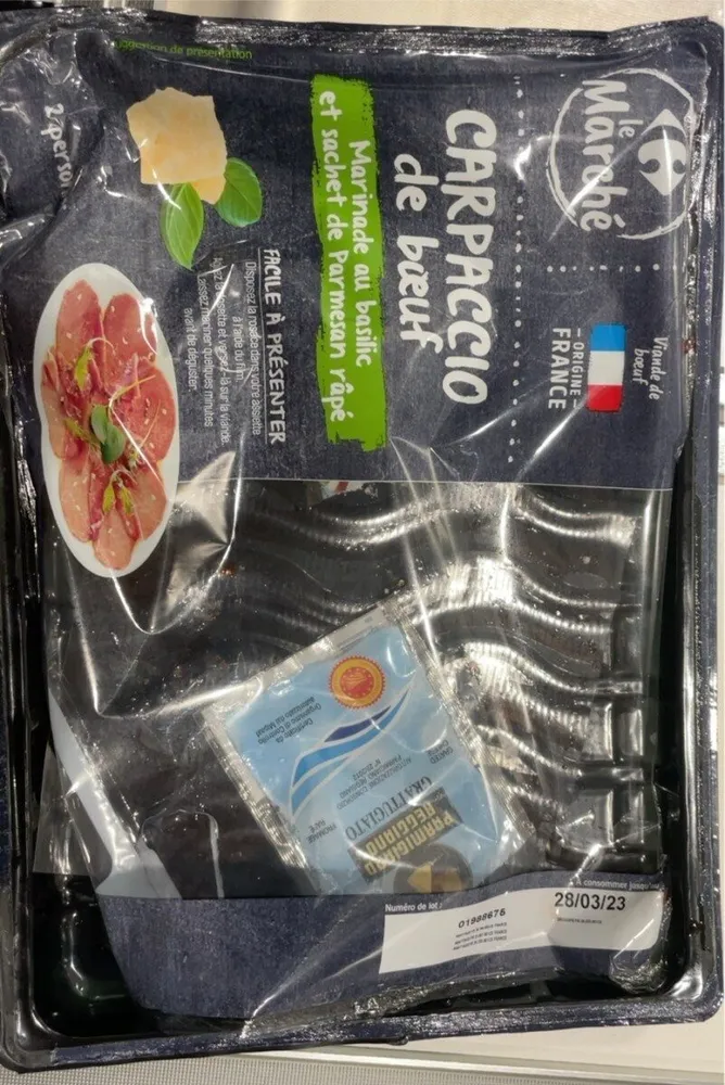 Carpaccio de bœuf marinade au basilic