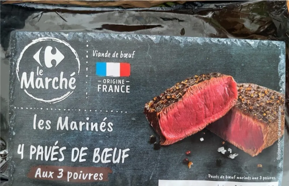 Pavés de bœuf marinés aux 3 poivres