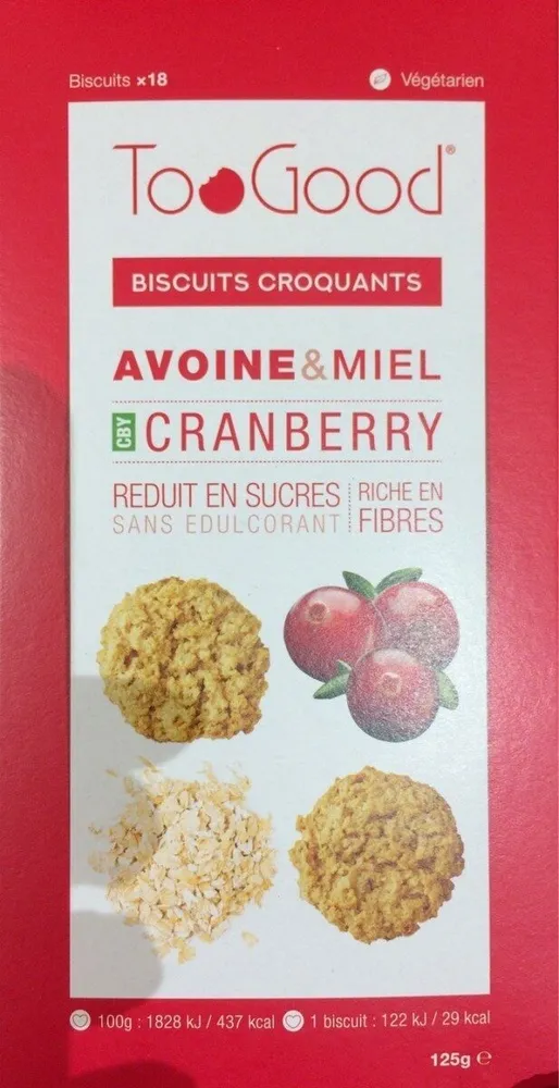 Biscuits avoine & miel cranberry