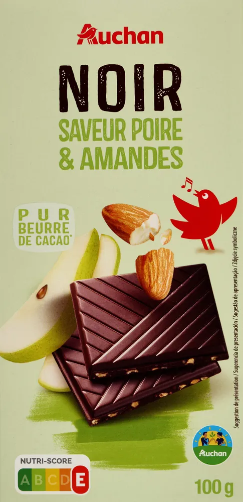 NOIR SAVEUR POIRE et AMANDES *Pur beurre de cacao